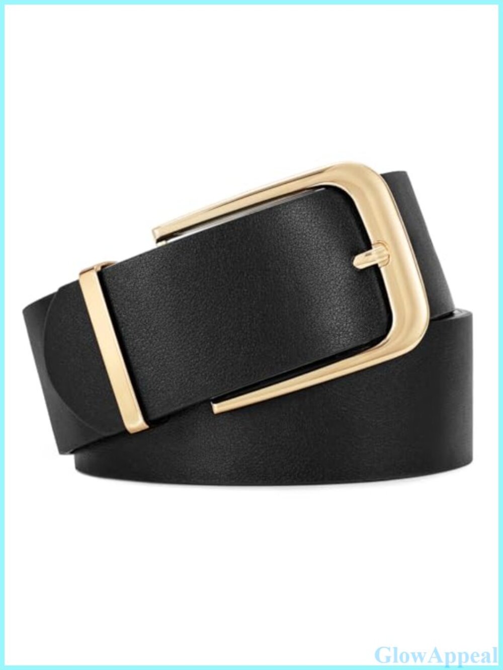 Women Wide Faux Leather Belt Fashion Thick Waistbelt Gold Buckle